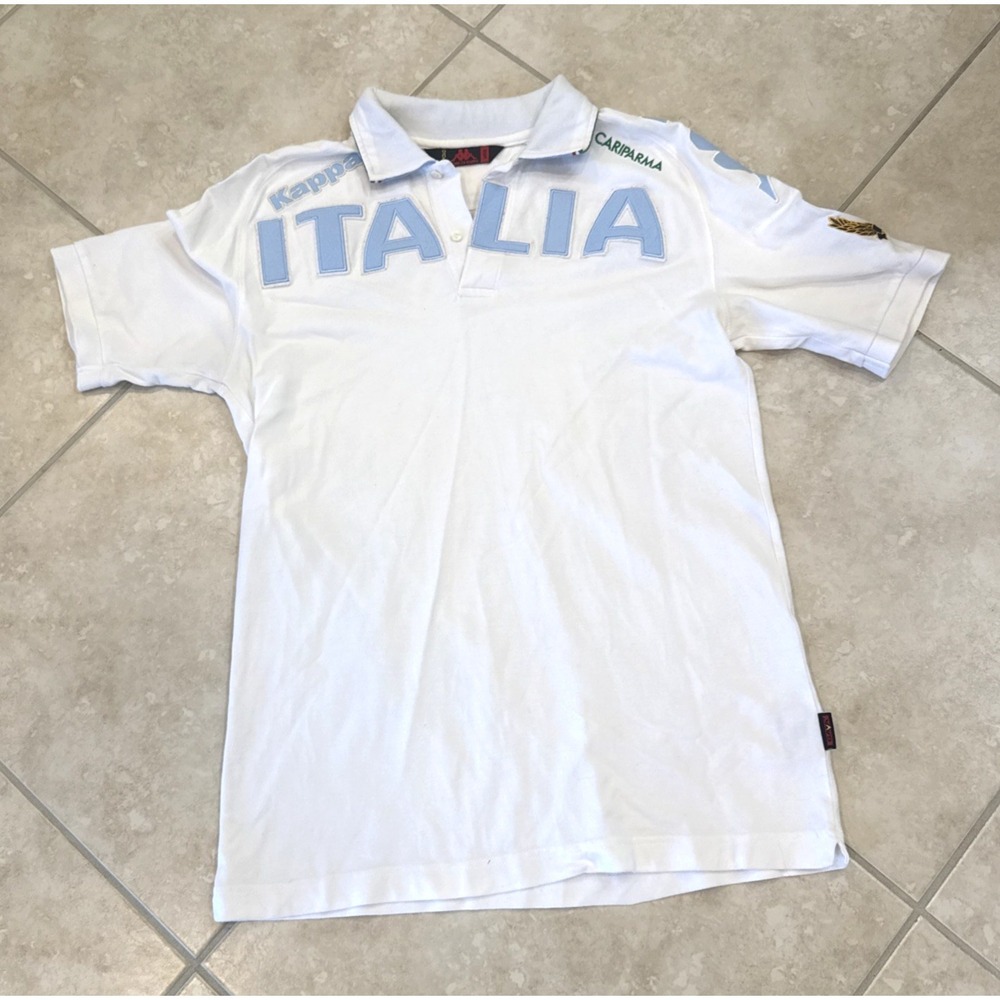 KAPPA ITALIA FIR Men's White Short Sleeve Rugby White Italia F.I.R Size Large